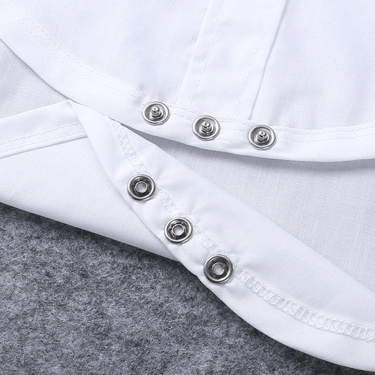 Children's White Shirt And Romper Overalls