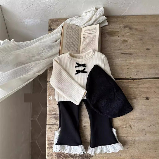 Girls' Velvet Padded Bottoming Shirt Leggings Two-piece Set