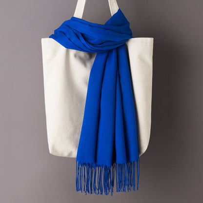 Thin Artificial Cashmere Scarf Solid Color Tassel Shawl