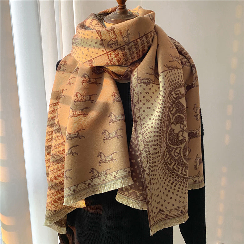 Women's Stitching Thickening Shawl Fashion