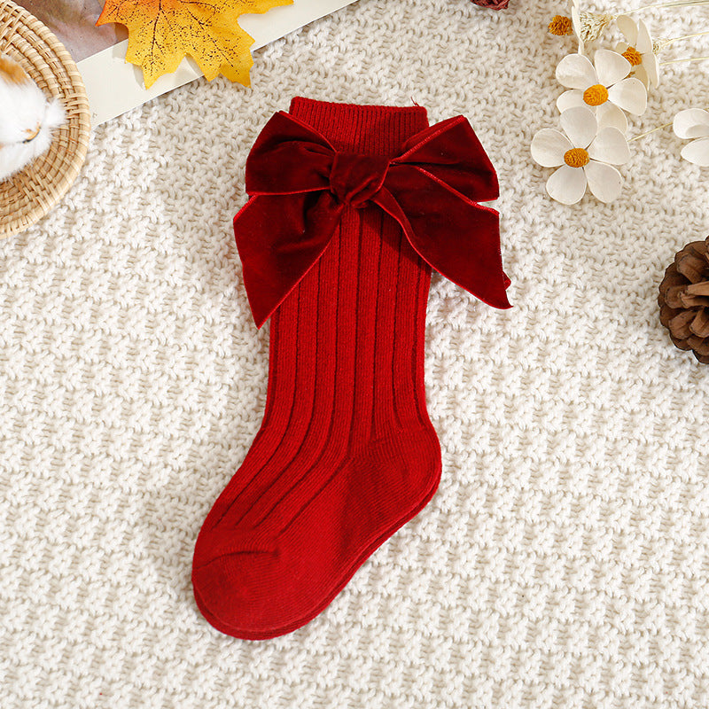 Children's Christmas New Year Lint Bowknot Baby's Socks