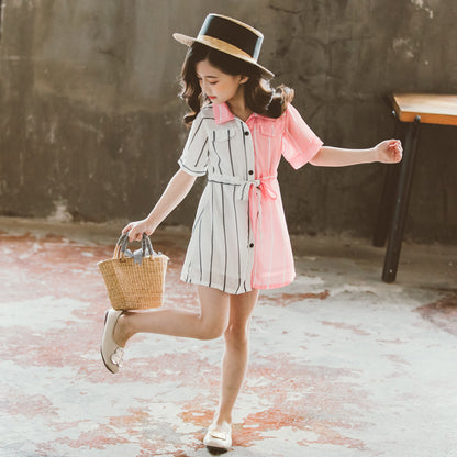 Color block shirt skirt