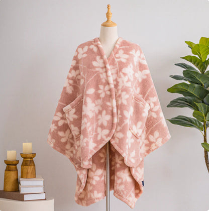 European And American Cloak Fashionable Warm Flannel Front Short Back Long Printed Coat