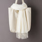Thin Artificial Cashmere Scarf Solid Color Tassel Shawl