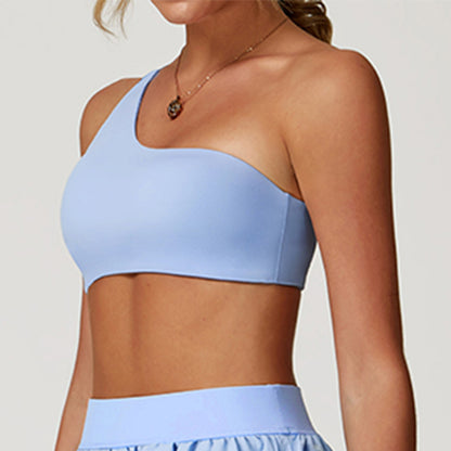 Irregular Spaghetti-strap Quick-drying Beauty Back Underwear Oblique One Shoulder Sports Bra