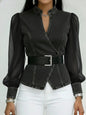 Women's V-neck Lace Long-sleeve Top