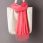 Thin Artificial Cashmere Scarf Solid Color Tassel Shawl