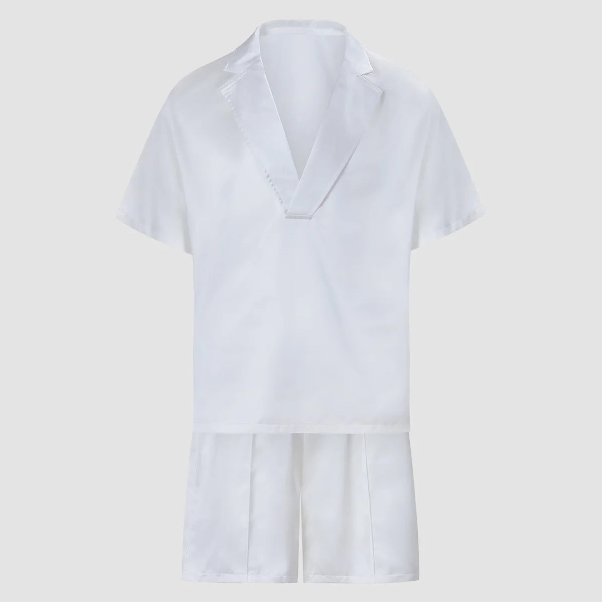 Men's Summer Set - Casual 2-Piece Outfit With Lapel Button Shirt & Shorts