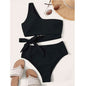 Solid Color One-shoulder Swimsuit Women's Bikini Swimsuit