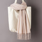 Thin Artificial Cashmere Scarf Solid Color Tassel Shawl