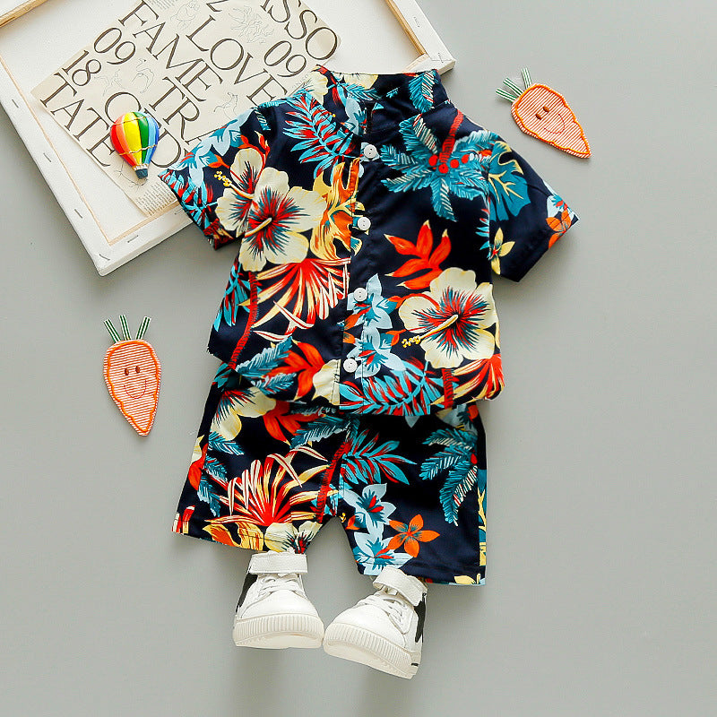 Children's Short Sleeve Shirt Korean Beach