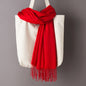 Thin Artificial Cashmere Scarf Solid Color Tassel Shawl