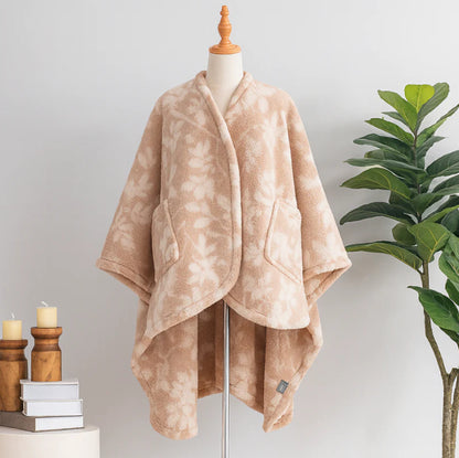 European And American Cloak Fashionable Warm Flannel Front Short Back Long Printed Coat