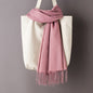 Thin Artificial Cashmere Scarf Solid Color Tassel Shawl