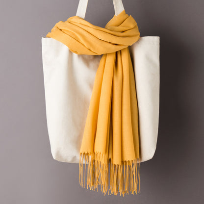 Thin Artificial Cashmere Scarf Solid Color Tassel Shawl