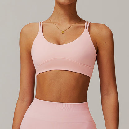 Cross Beauty Back Yoga Bra Sports Nude Feel Outer Wear