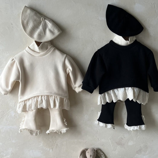 Girls' Velvet Padded Bottoming Shirt Leggings Two-piece Set