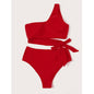 Solid Color One-shoulder Swimsuit Women's Bikini Swimsuit