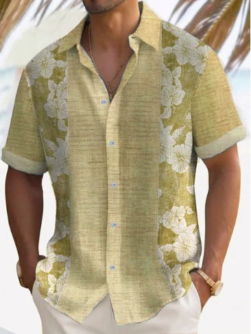 Beach Striped Shirt Short Sleeve Men