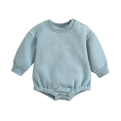 Infant Jumpsuit Solid Color Loose Long Sleeves Onesie