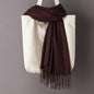 Thin Artificial Cashmere Scarf Solid Color Tassel Shawl