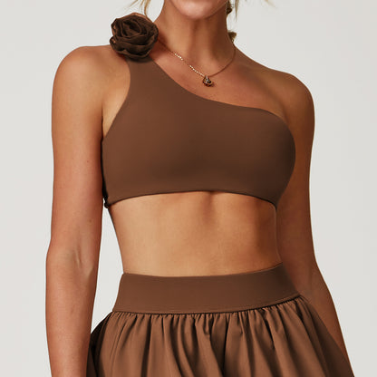 Irregular Spaghetti-strap Quick-drying Beauty Back Underwear Oblique One Shoulder Sports Bra