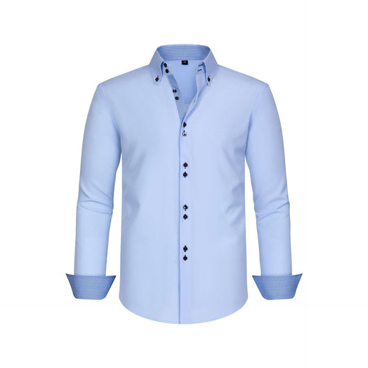 Polka Dot Color Matching Design Double Breasted Shirt