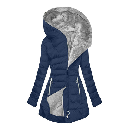 Hooded long-sleeved warm and velvet cotton jacket
