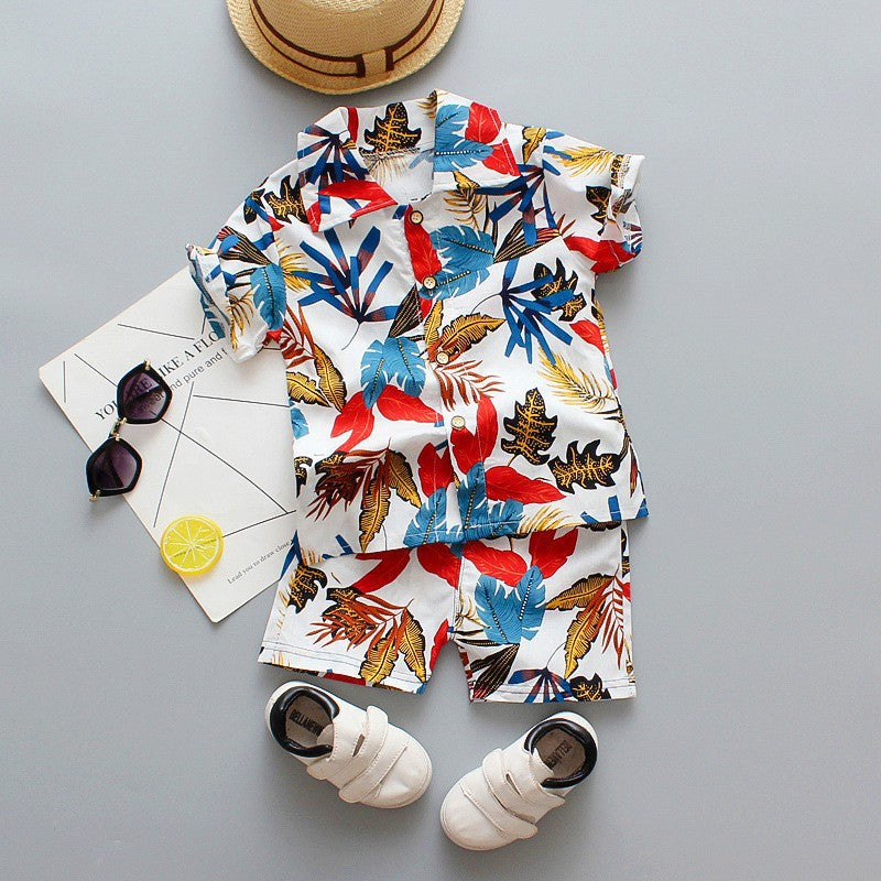 Children's Short Sleeve Shirt Korean Beach