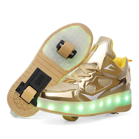 New Boy Student Roller Skating Shoelace Wheels
