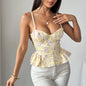 Women's Floral-print Asymmetrical Ruffled Top