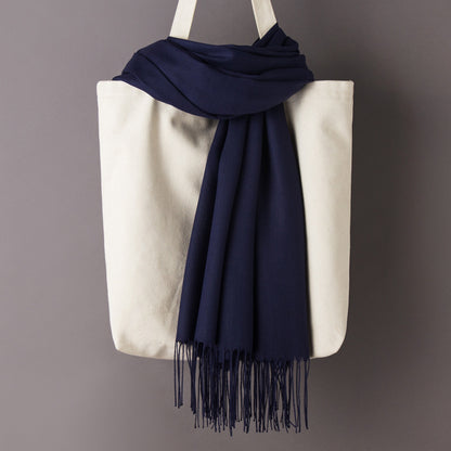 Thin Artificial Cashmere Scarf Solid Color Tassel Shawl