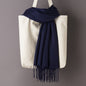 Thin Artificial Cashmere Scarf Solid Color Tassel Shawl