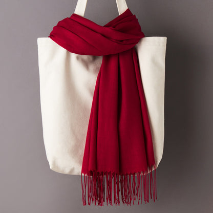 Thin Artificial Cashmere Scarf Solid Color Tassel Shawl