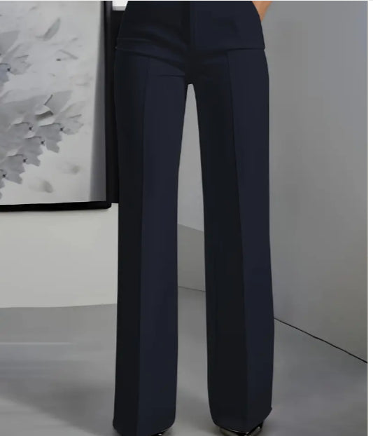 Women's White Minimalist Pants Made Of Polyester