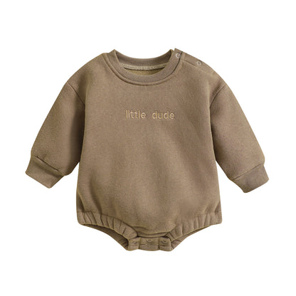 Infant Jumpsuit Solid Color Loose Long Sleeves Onesie