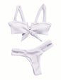 Color Double Shoulder Split Swimsuit Bikini Swimsuit