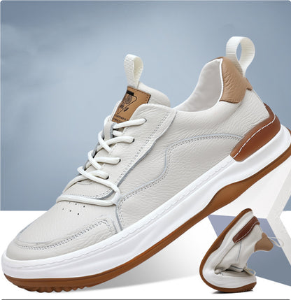 Genuine Leather Men's Shoes Thick Bottom Breathable Hollowed Leisure