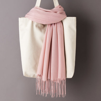 Thin Artificial Cashmere Scarf Solid Color Tassel Shawl