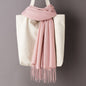 Thin Artificial Cashmere Scarf Solid Color Tassel Shawl