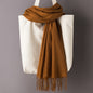 Thin Artificial Cashmere Scarf Solid Color Tassel Shawl
