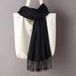 Thin Artificial Cashmere Scarf Solid Color Tassel Shawl