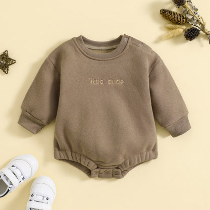 Infant Jumpsuit Solid Color Loose Long Sleeves Onesie