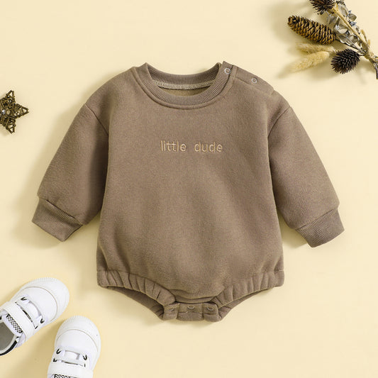 Infant Jumpsuit Solid Color Loose Long Sleeves Onesie