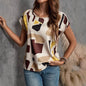 Womens Round-neck Printed Short-sleeve Top