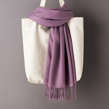 Thin Artificial Cashmere Scarf Solid Color Tassel Shawl