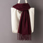 Thin Artificial Cashmere Scarf Solid Color Tassel Shawl