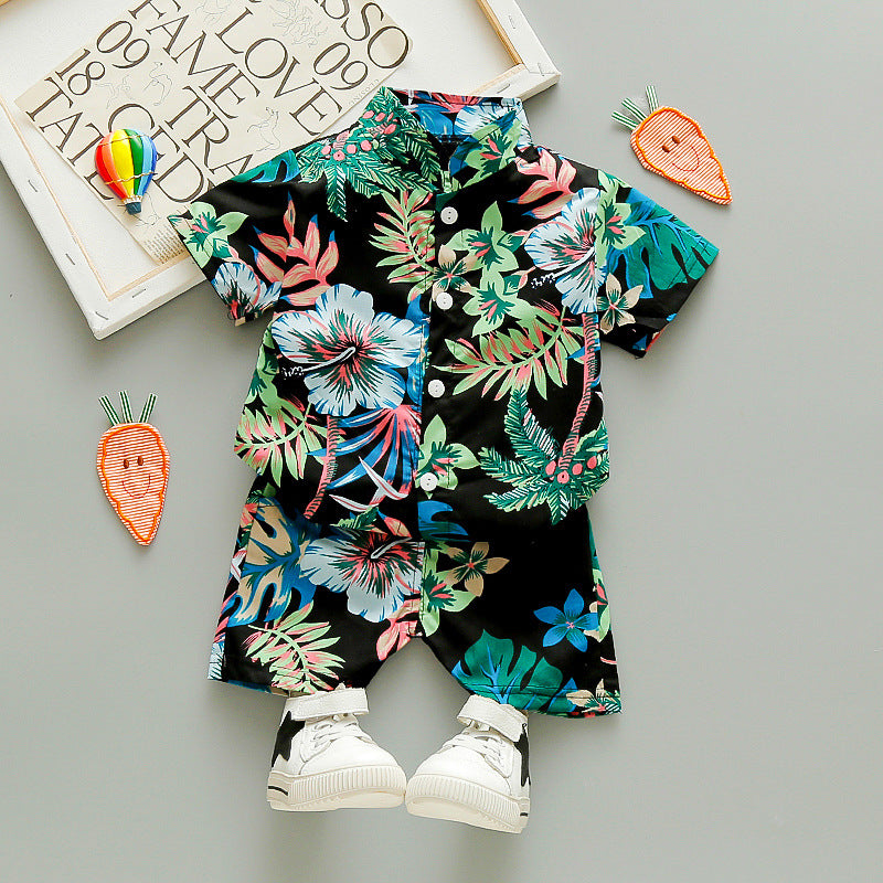 Children's Short Sleeve Shirt Korean Beach