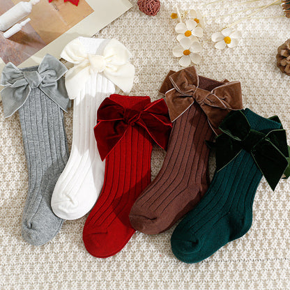 Children's Christmas New Year Lint Bowknot Baby's Socks