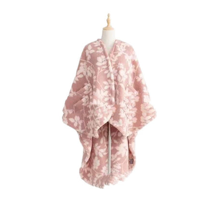 European And American Cloak Fashionable Warm Flannel Front Short Back Long Printed Coat